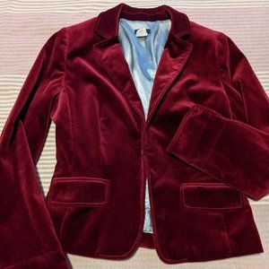 J Crew Ecole Velvet Blazer, burgundy women's size 8, EUC